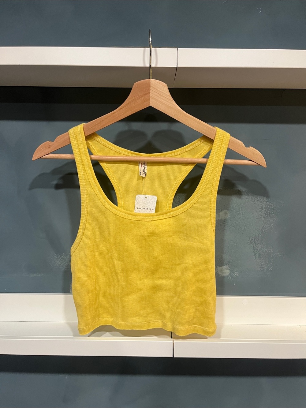 Free People Sunny Yellow Ribbed Racerback Crop Tank